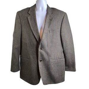 Cricketeer Mens Gray Wool Herringbone Blazer Size 42 Old Money Ivy League Preppy